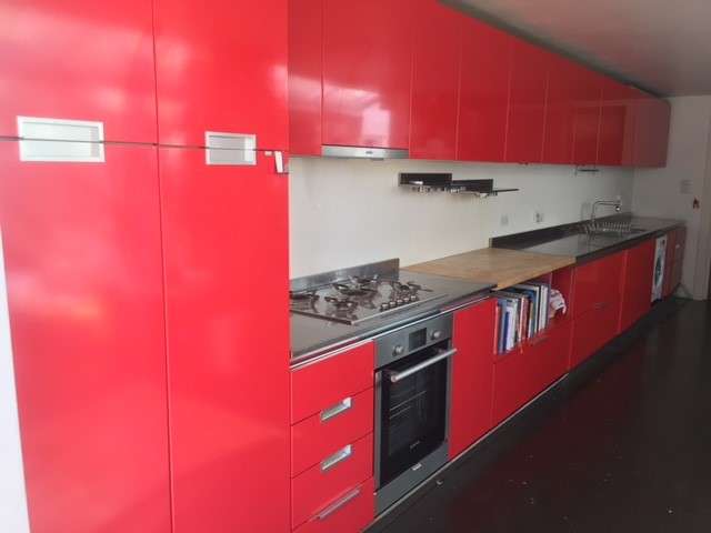 Salvarani Modern Gloss Red Kitchen Stainless Steel Worktops