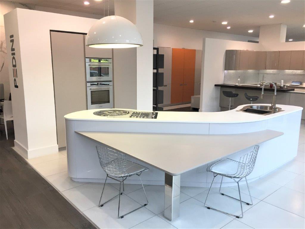 Pedini Dune Kitchen Island White Grey Stone High Gloss Matt