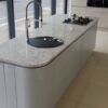 Silver-Grey-Gloss-Handleless-Kitchen-Island