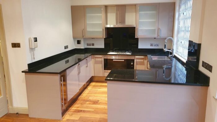 Gloss Taupe Kitchen Miele Appliances Granite Worktop