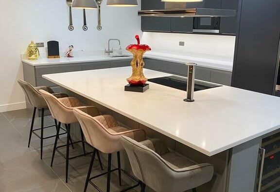 Modern Light & Dark Grey Matt Kitchen & Island