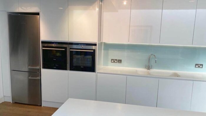 White Gloss Handleless Kitchen & Island