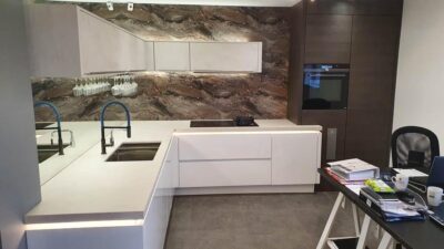 Nobilia White Concrete Effect Ex Display Kitchen