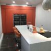 Matt Orange & Light Grey Handless Modern Kitchen & Island