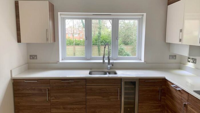 Modern Schuller Cream Gloss & Wood Grain Kitchen & Utility Room