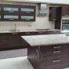 Inframe Shaker Dark Wood Kitchen & Island, Granite & Appliances