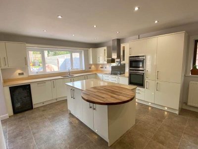 Staffordshire Kitchens High Gloss Alabaster Kitchen & Island
