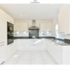 The Manor Cabinet Company Off White Gloss Brushed Stainless Steel Handles Kitchen