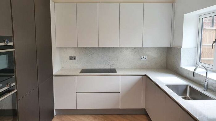 Modern Unused Dark & Light Grey Handless Kitchen