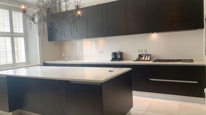 Pedini Dark Wood & Black Gloss Gaggenau Sub Zero Wolf Appliances Granite Worktops