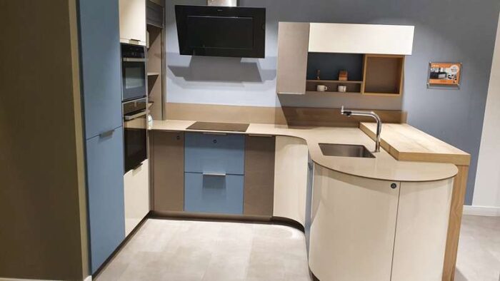 Ex Display Mobalpa Galbe Light Cream & Blue Kitchen