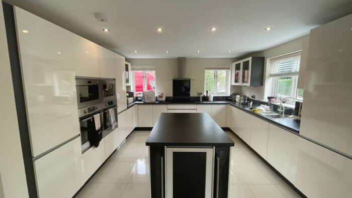 Large Modern White Handleless Kitchen & Island