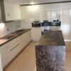 Asselle Handleless Gloss Ivory Kitchen - Marble Worktops