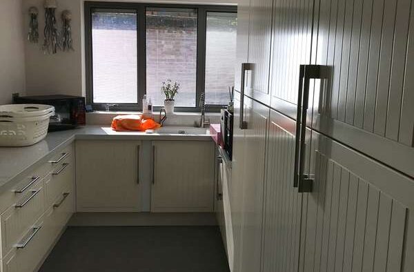 Dove Grey Kitchen Utility Room - Quartz Worktops & Appliances