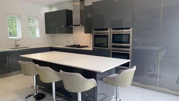 Hacker Large Modern Grey Gloss Kitchen & Island