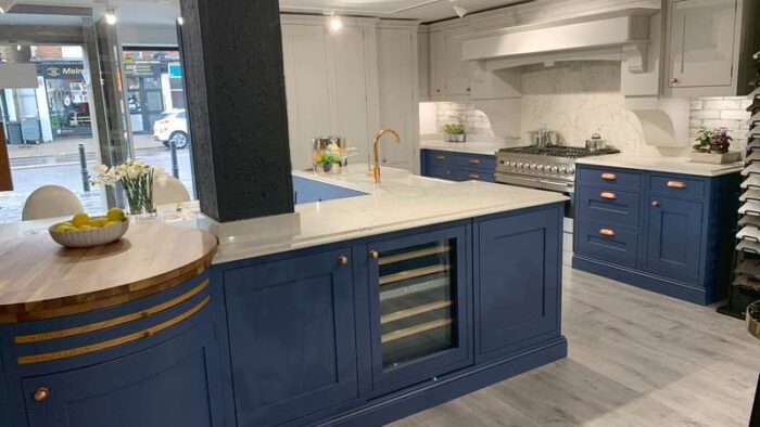 Ex Display Ashley Ann Caledonia Farrow & Ball  Blue + White Kitchen & Dining Area