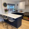 Magnet Matt Midnight Blue Handleless kitchen with Quartz Worktops