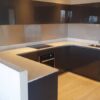 Modern Gloss Dark Grey Kitchen with Stone Worktops & Appliances