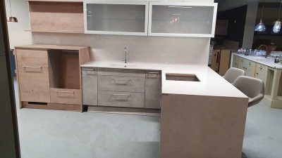 Ex Display Nolte Timber Effect & Concrete Kitchen with Silestone Worktops
