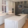 Modulnova Matt White & Dark Grey kitchen & Island with Dekton & Corian Worktops, Gaggenau Appliances