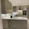 Symphony Grey Shaker Kitchen AEG Appliances Silestone White Worktops