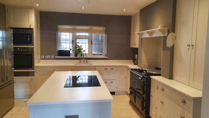 Beautiful Wood Inframe Painted Grey & Off White Kitchen & Island