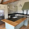 Bespoke Oak Wooden Door Sage Green & Cream Shaker Kitchen & Island