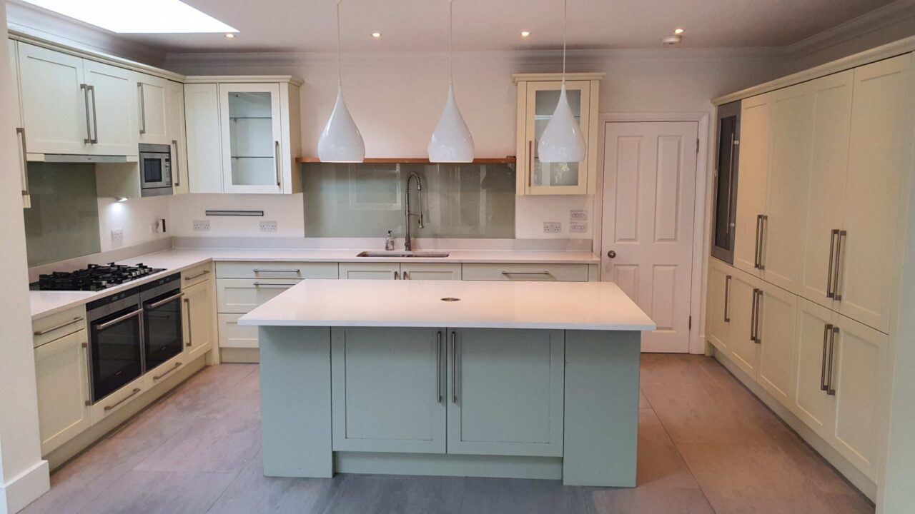 Modern Off White & Grey Kitchen & Island, worktops & appliances