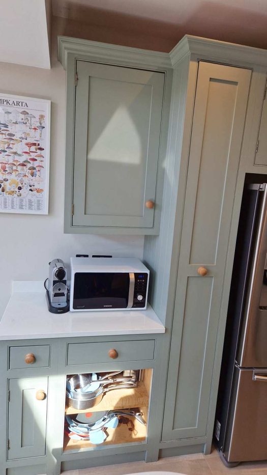 Wood Inframe Farrow & Ball Painted Kitchen & Island with Caesarstone ...