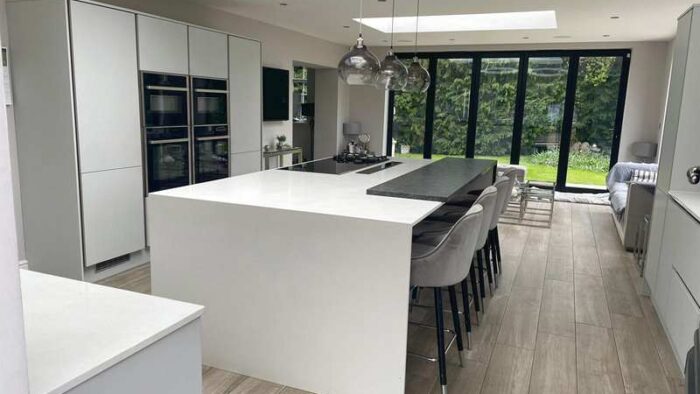 Large Howdens Slab Dove Grey - Slate Grey Kitchen & Island