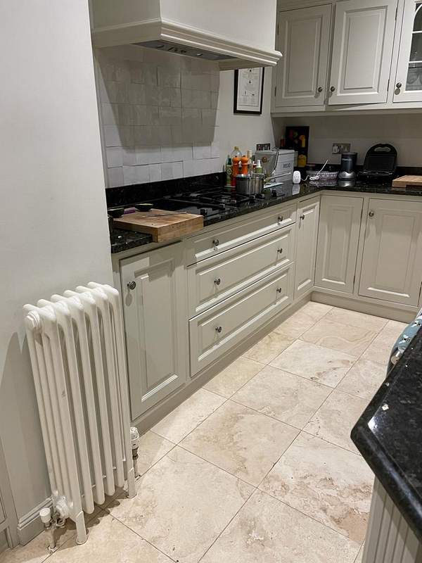 Bespoke Inframe Painted Beige Shaker Wood Kitchen - 3831742 - Used