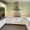 Gorgeous Gloss White & Wood Effect Kitchen, Corian Worktops & Appliances