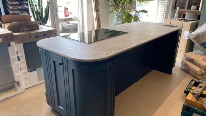 Ex Display Enfield Blue Shaker Island Neff Appliance Dekton Stone Worktop