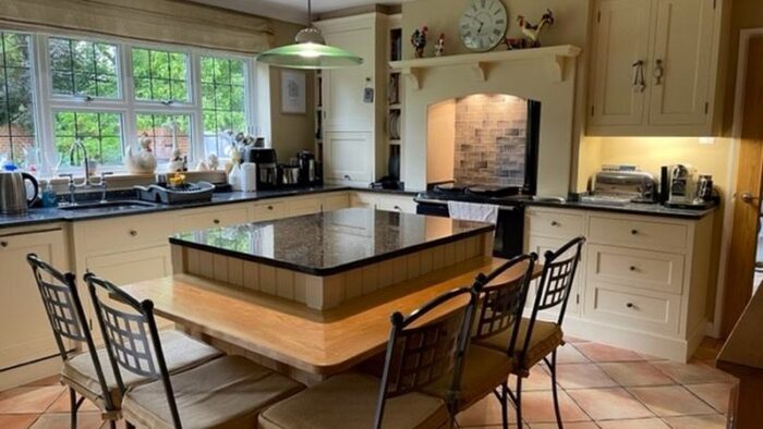 Bespoke Cream Painted in frame Wood Kitchen & Island