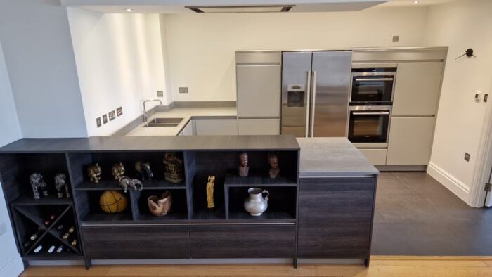 Next 125 Handleless Matt Grey Kitchen with Composite Worktops, Quooker & Siemens Appliances