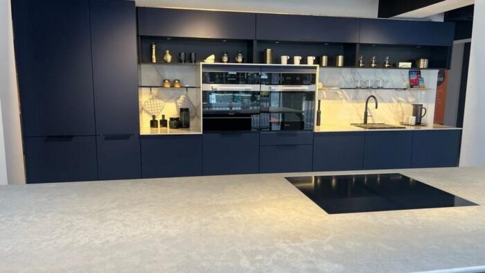 Ex Display Mobalpa Luxe Blue & Structure Black Kitchen & Island