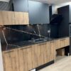 Ex Display Mobilturi Nevada Matt Black - Rovere Tobacco Antico - Stratos Black Glass Kitchen