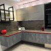 Ex Display Rotpunkt Floating Iron Blue Steel & Jewel Pearl Corner Display Dekton Worktops