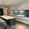 Large Italian Oikos Cucine Handless White Glass Door Kitchen and Island