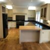 Bespoke Handmade Shaker Ivory Wood Door Kitchen Beko Britannia Appliances Granite Worktops Wood Butchers Block