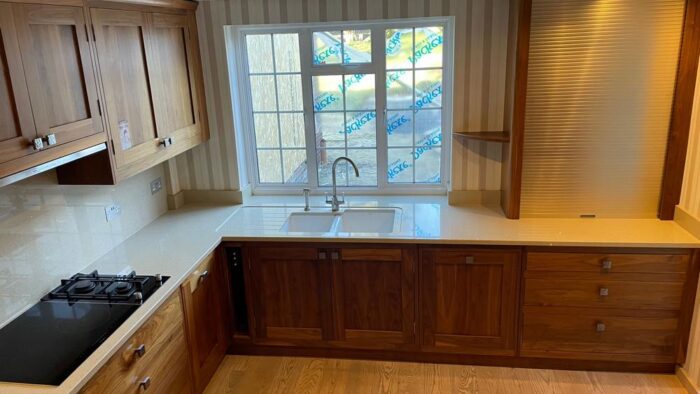 Bespoke Polished Wood Door Dovetail Joint Kitchen