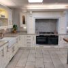 Ex Display Baystone English Timber In Frame White Linen Kitchen AEG Elica Appliances Compac Quartz Worktops