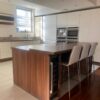 Kutchen Haus Cream Gloss Handless Kitchen & Island - Breakfast Bar Neff CDA Appliances Wood Effect Worktops