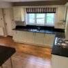 Large Modern Shaker Buttercream Kitchen Baumatic Appliances Black Granite Worktops