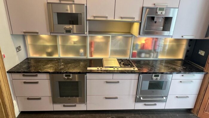 Large Warendorf German Luxury Designed Gaggenau Light Matt Grey Kitchen