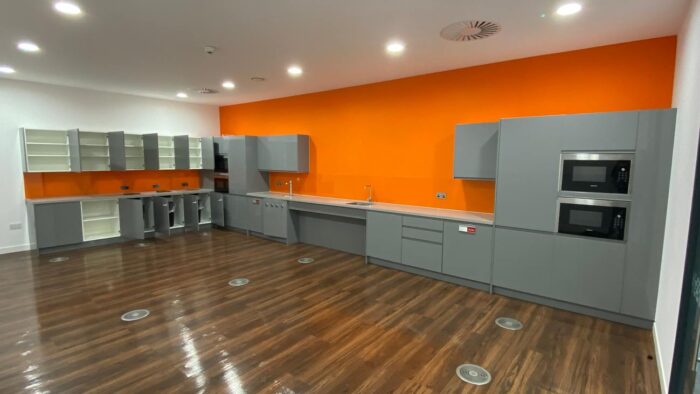 Very Large Grey Handless High Gloss Utility - Office Kitchen