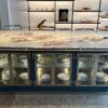 Ex Display Taylor Made Officine Gullo Satin Nickel Brass Blue Grey Matt Entertaining Island Marble Worktop