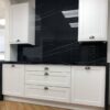 Ex Display Blossom Avenue Premium Aldridge Shaker Super Matt White Kitchen Infinity Sahara Noir 12mm Worktop with Waterfall Sides