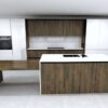 New Hacker Laser Brilliant Polar White & Cognac Vintage Oak Effect Kitchen & Island with White Carcasses