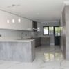 New Unused Grey Concrete - White Gloss Modern Kitchen & Grey Gloss Utility Room select Siemens Appliances Granite Worktops